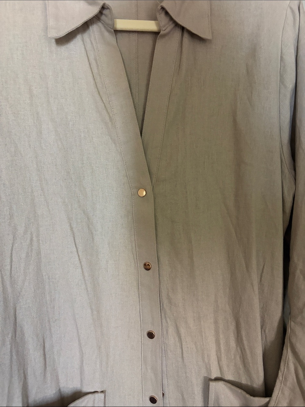 Zara Light Beige Button-Front Maxi Shirt Dress - Picture 4 of 5